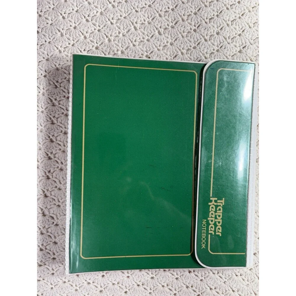 Vintage 1980's Green Mead Trapper Keeper Binder Notebook With 7 Folders and Clip